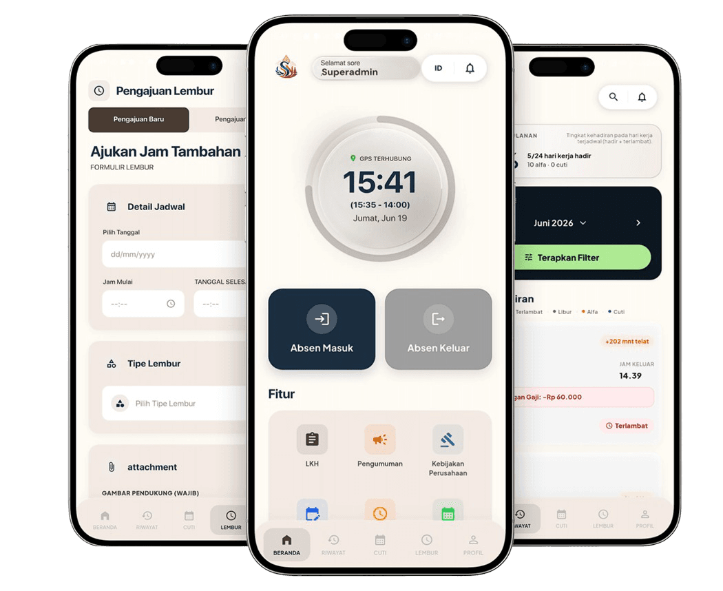 Mockup aplikasi mobile Srawung Nova untuk Android dan iOS